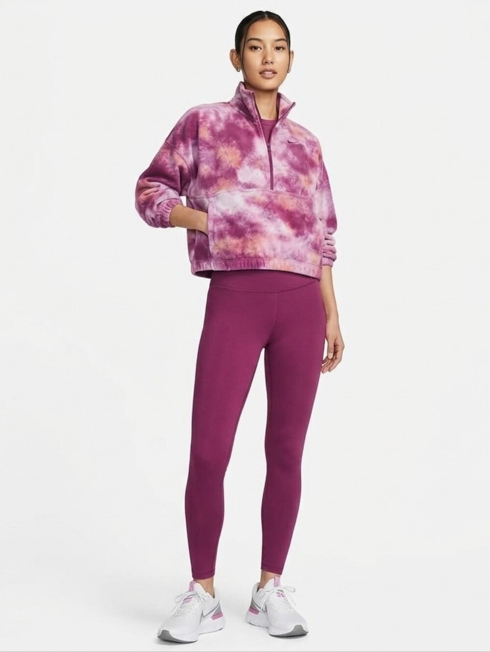 Nike one Therma-FIT oversized half zip fleece pink pullover sweatshirt new